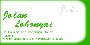 jolan lohonyai business card